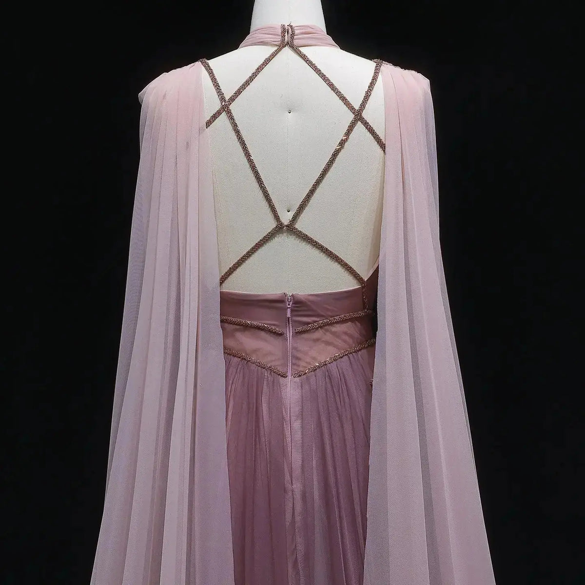 Glamorous Trendy Ombre Pink Evening Dress with Cape SS309 