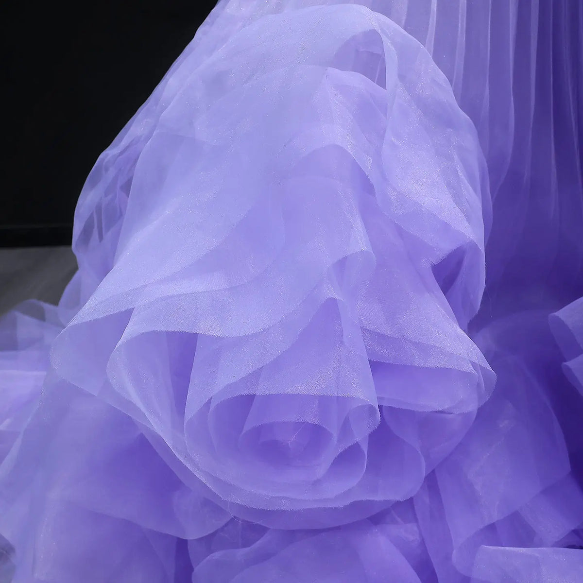 Luxury Lilac 3D Floral Strapless Tulle Evening Dress with Scarf SS310 