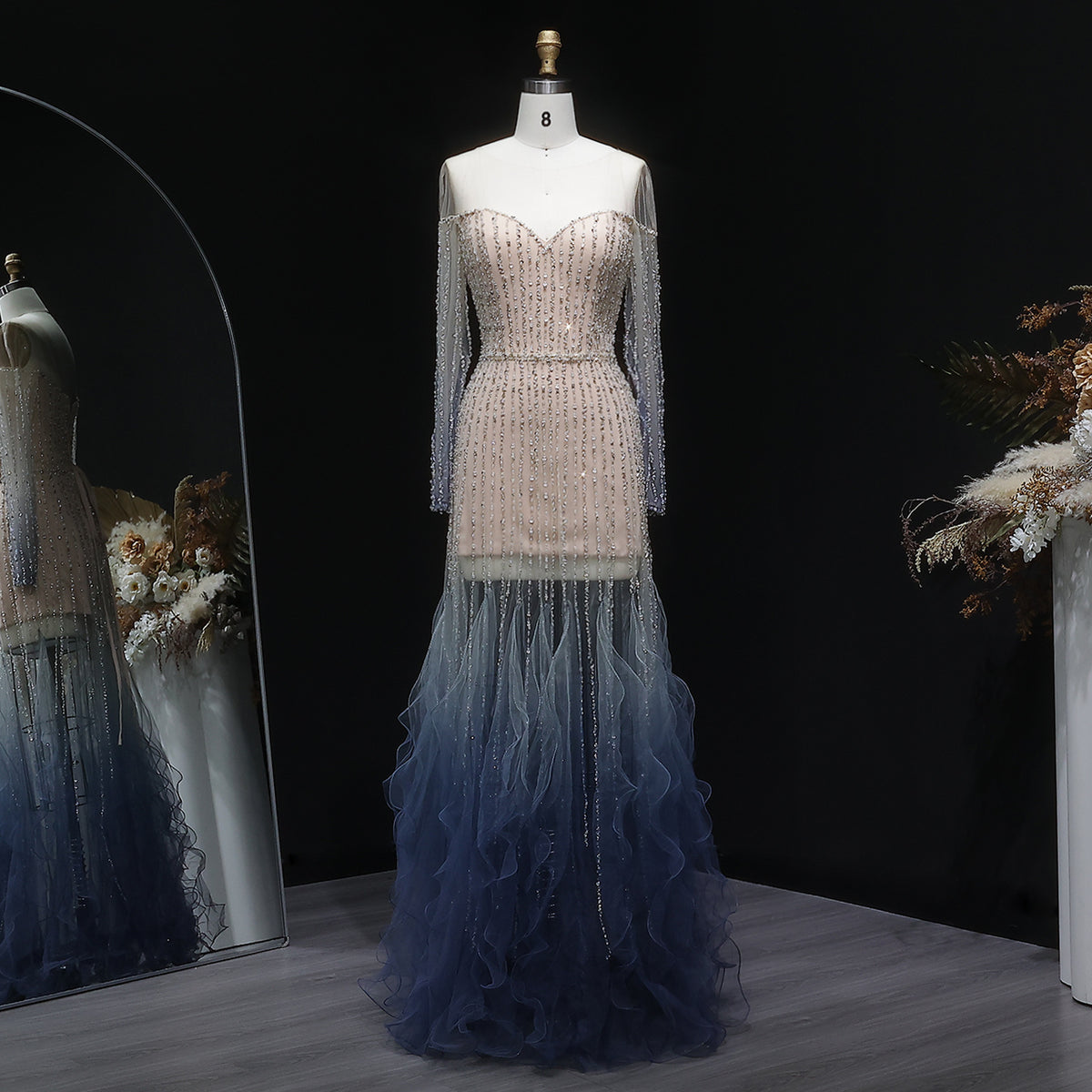 Luxury Long Sleeve Off Shoulder Evening Dress SS328 