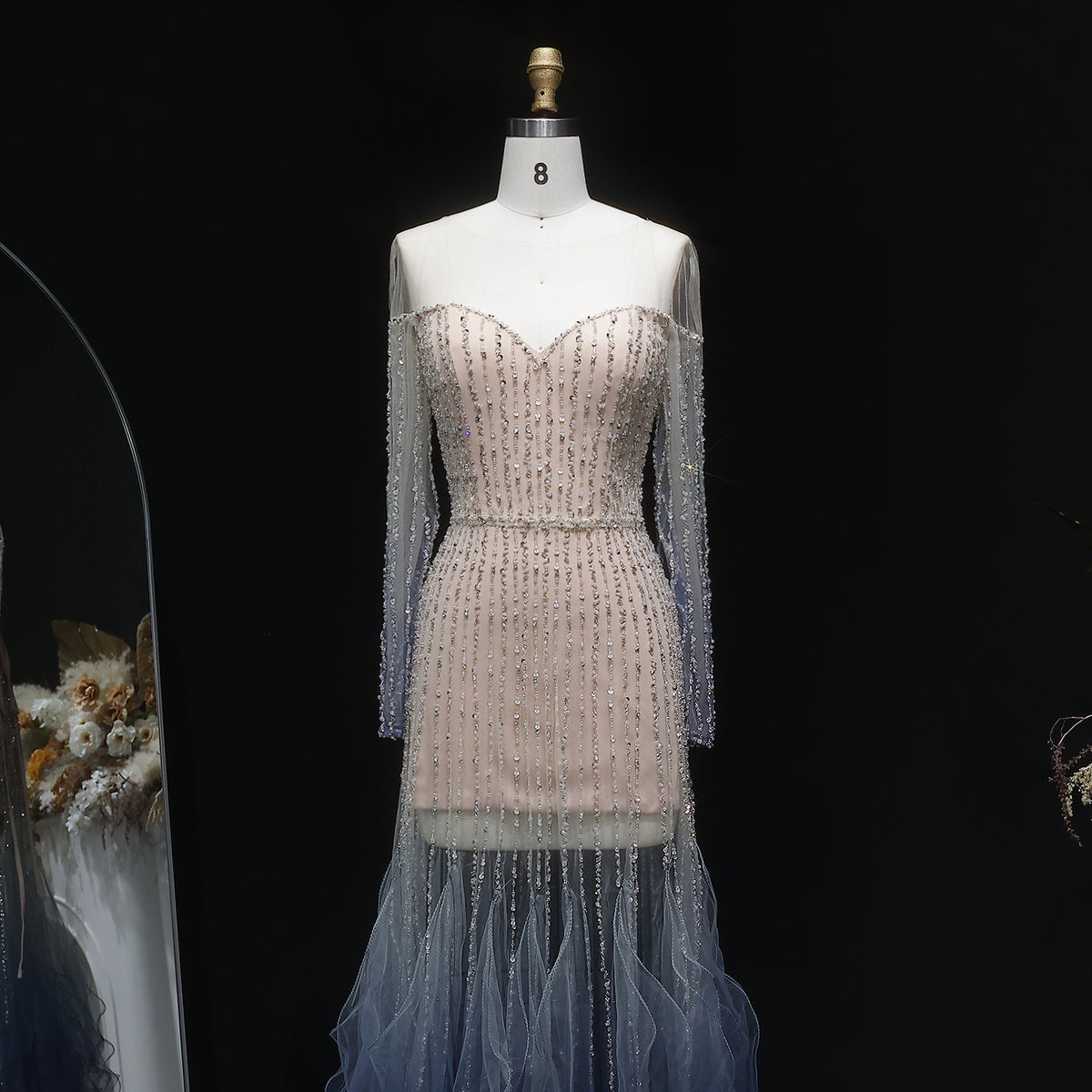 Luxury Long Sleeve Off Shoulder Evening Dress SS328 