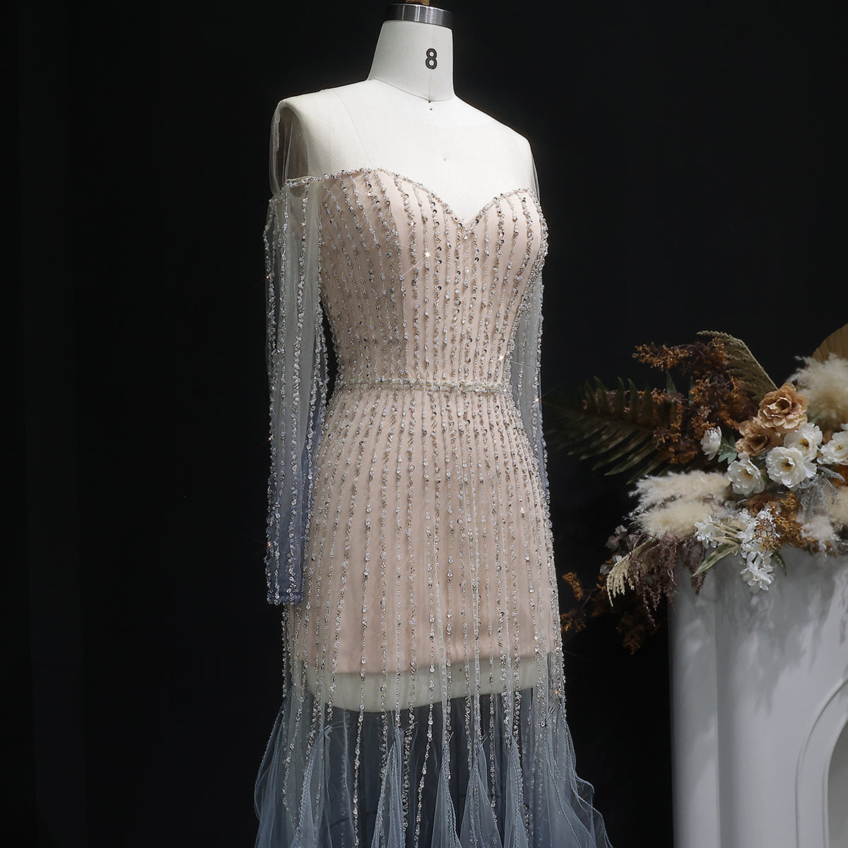 Luxury Long Sleeve Off Shoulder Evening Dress SS328 