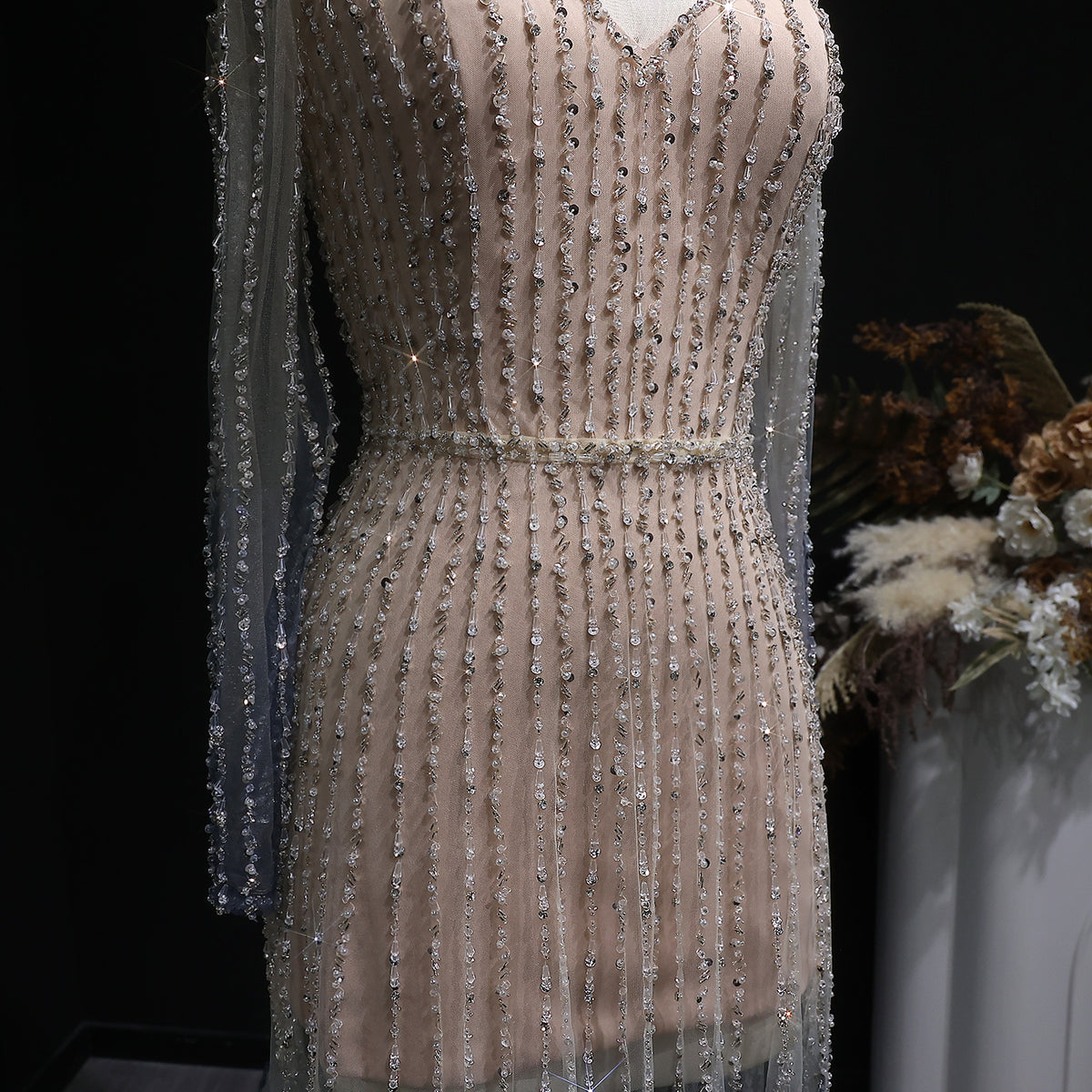 Luxury Long Sleeve Off Shoulder Evening Dress SS328 