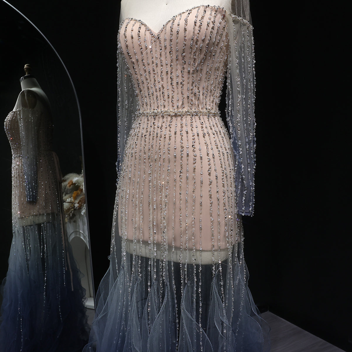 Luxury Long Sleeve Off Shoulder Evening Dress SS328 