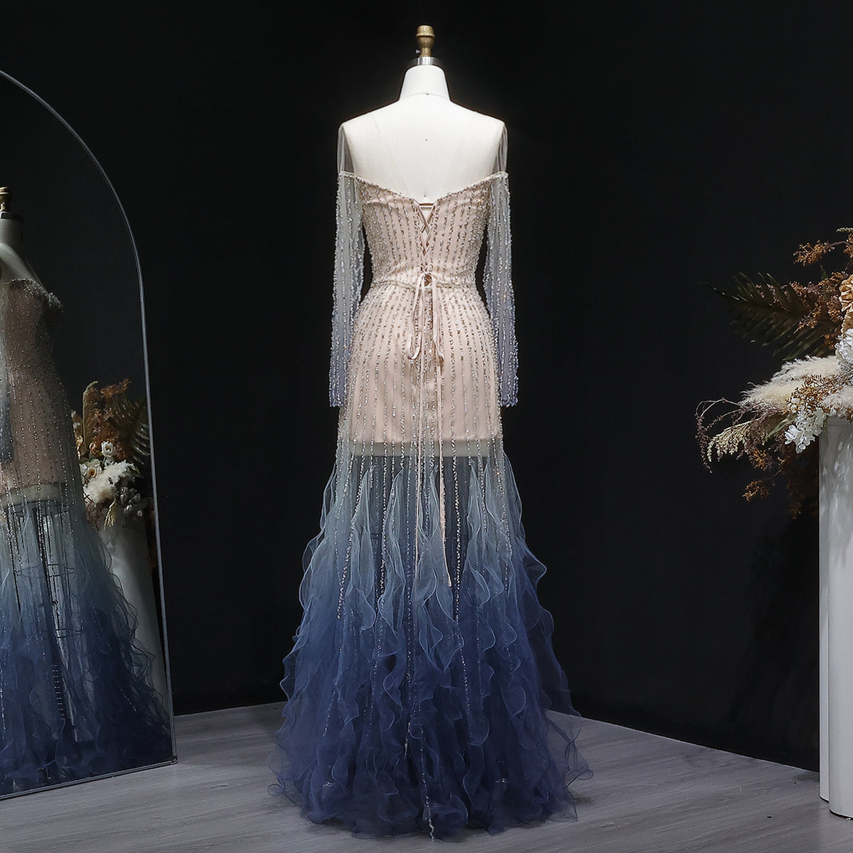 Luxury Long Sleeve Off Shoulder Evening Dress SS328 