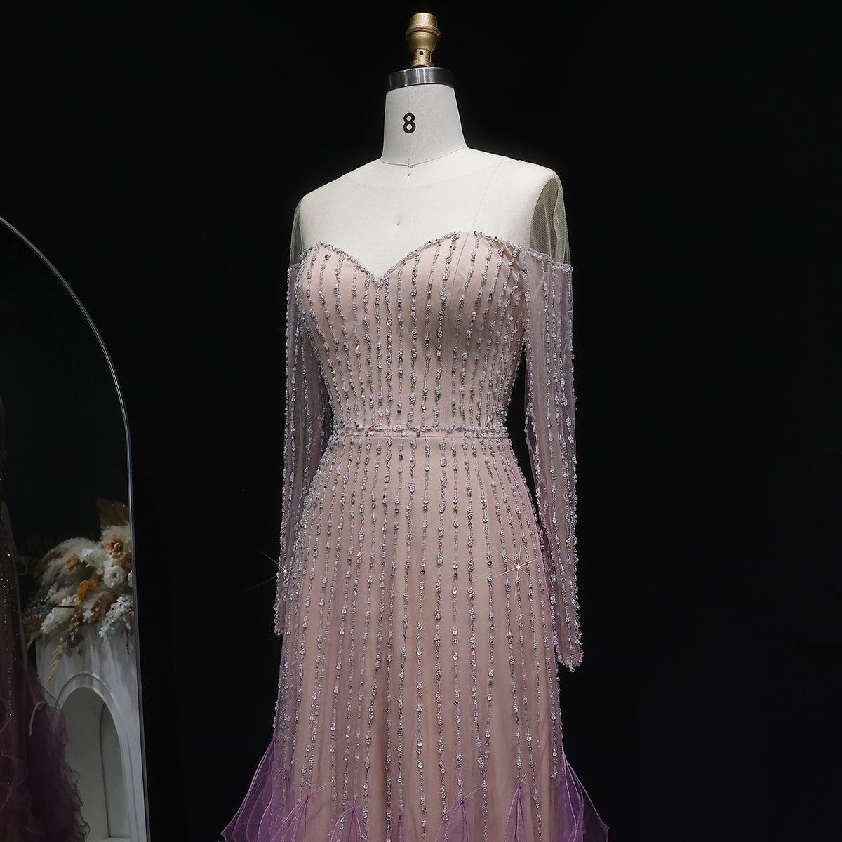 Luxury Long Sleeve Off Shoulder Evening Dress SS328 