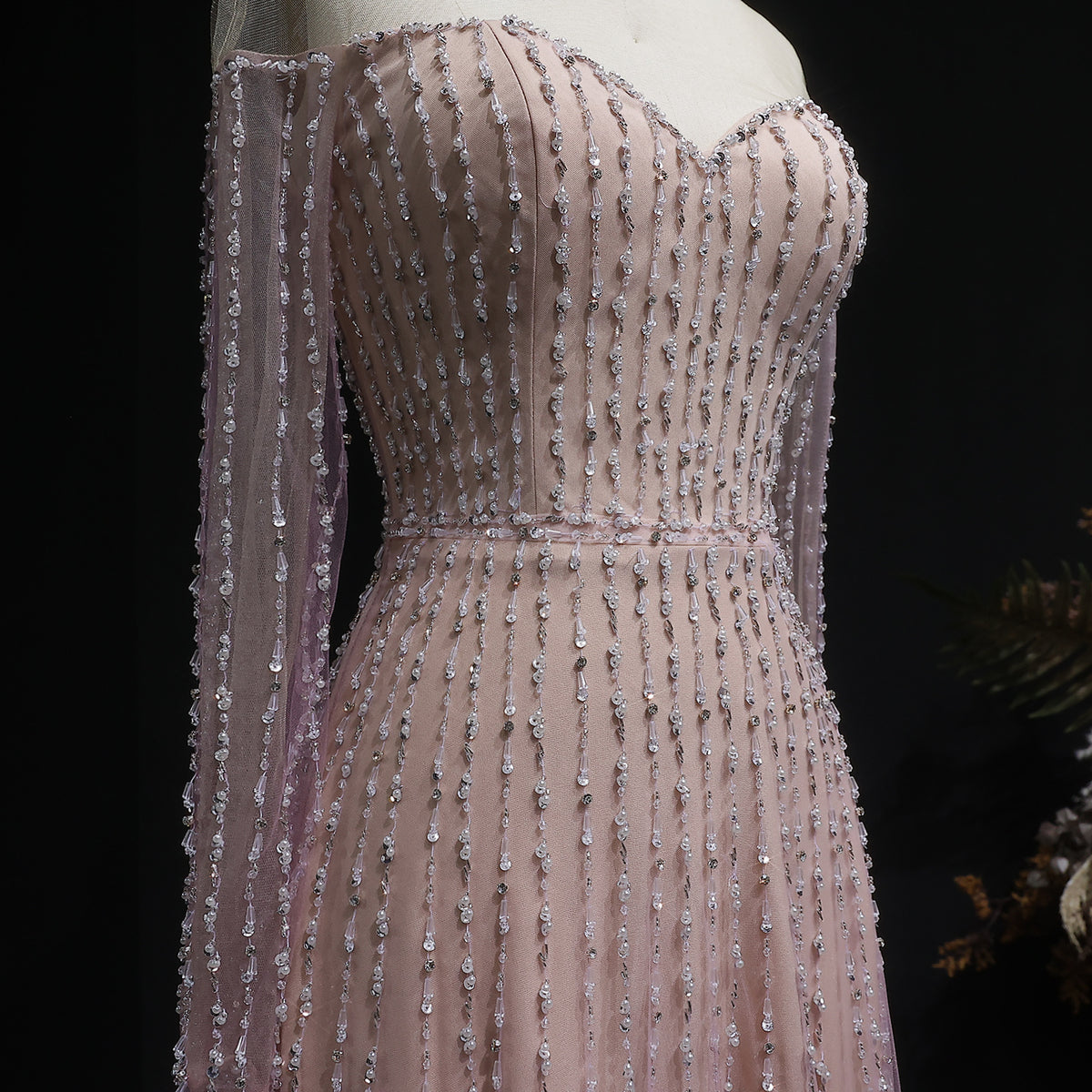 Luxury Long Sleeve Off Shoulder Evening Dress SS328 