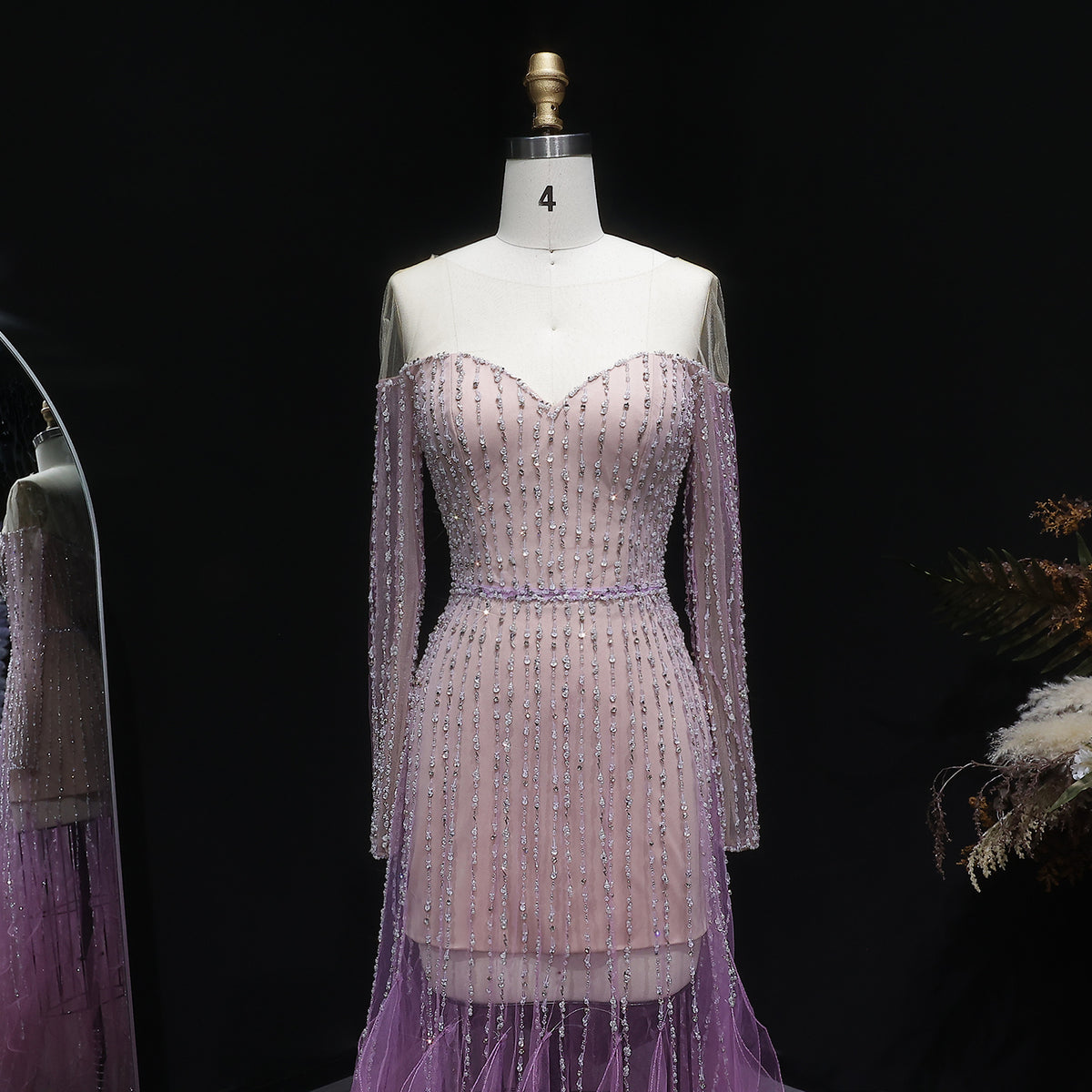 Luxury Long Sleeve Off Shoulder Evening Dress SS328 