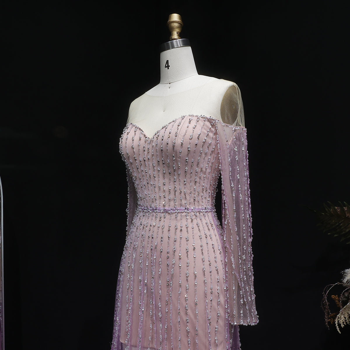 Luxury Long Sleeve Off Shoulder Evening Dress SS328 