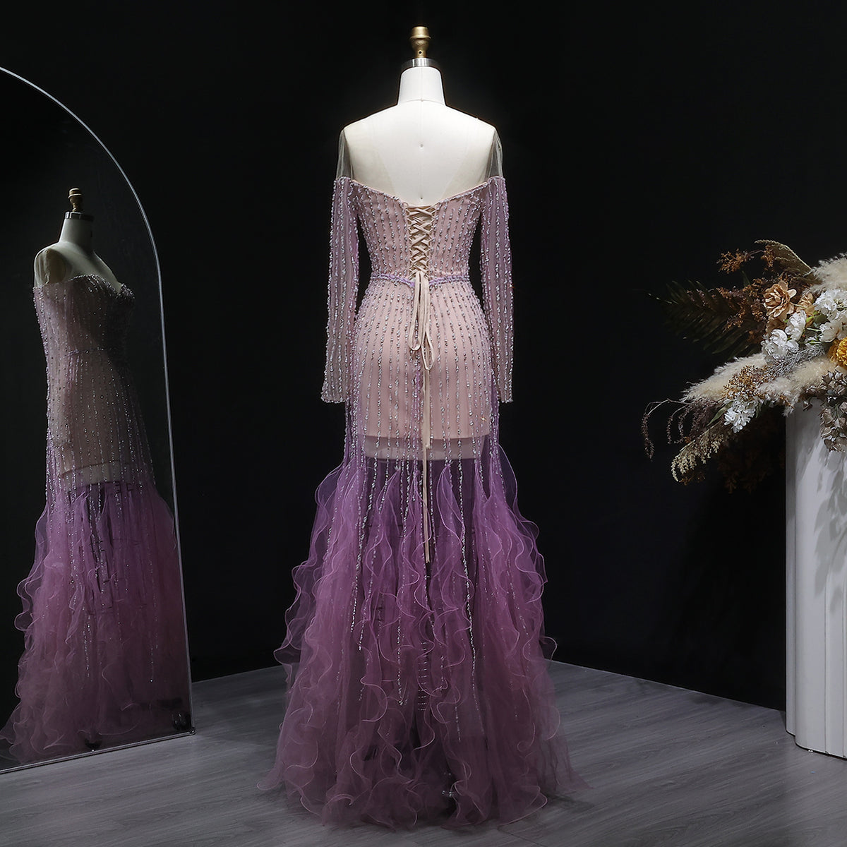 Luxury Long Sleeve Off Shoulder Evening Dress SS328 