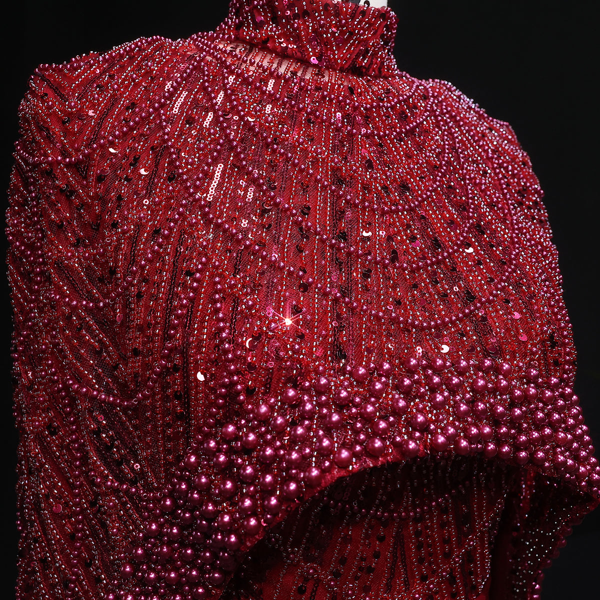 Luxury Long Sleeves Nude Evening Dress with Cape SS369A 