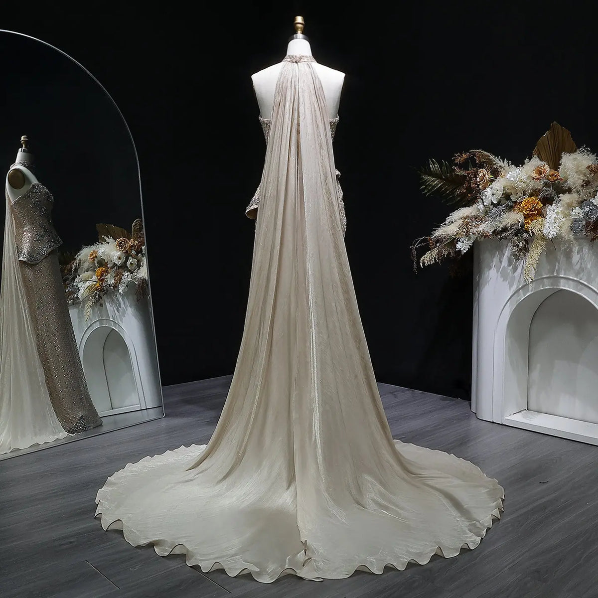 champagne beaded wedding dress Champagne Mermaid Wedding Dress Fully Beaded Shiny Bridal Gown Elsi John