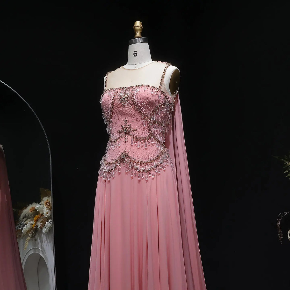 Elegant Silver Gold Large Crystal Evening Dress with Cap SS517 Elegant Silver Gold Large Crystal Evening Dress with Cap SS517