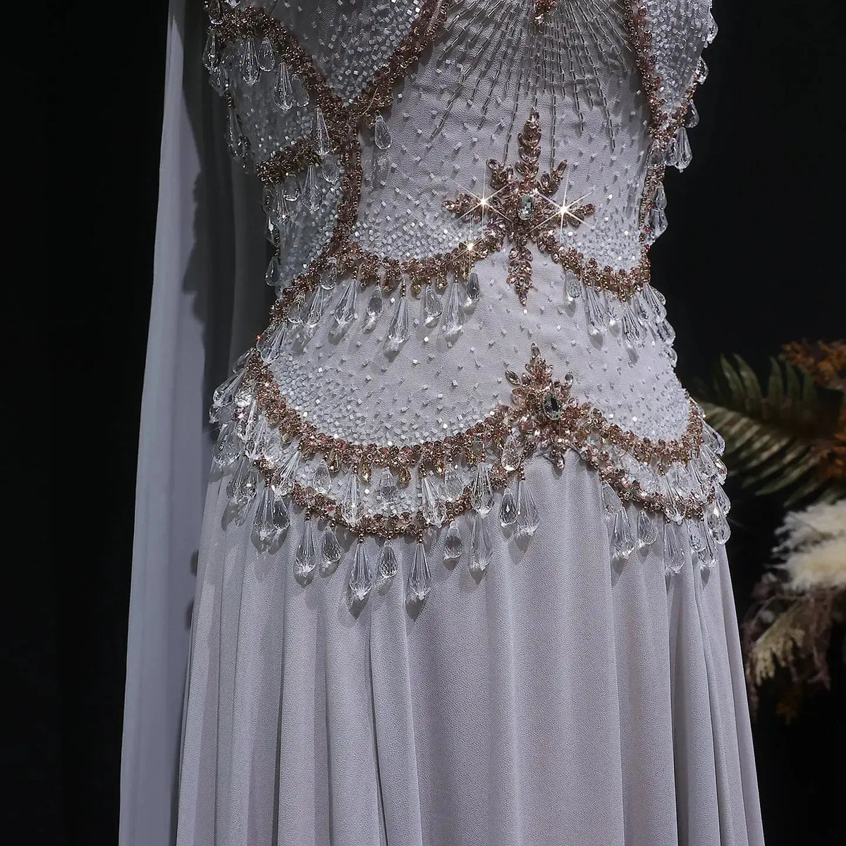 white gold formal dress Elegant And Mermaid Prom Sequins High Collar Chiffon Long perfect for making a statement Elegant Silver Gold Large Crystal