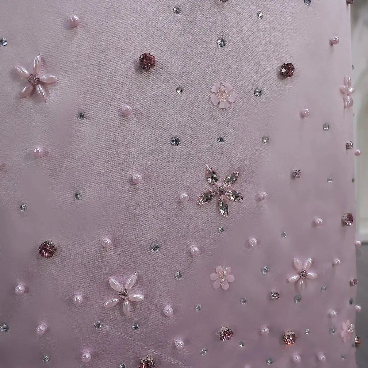Luxury Pink Sequin Beaded Two-Piece Evening Dress SS547 