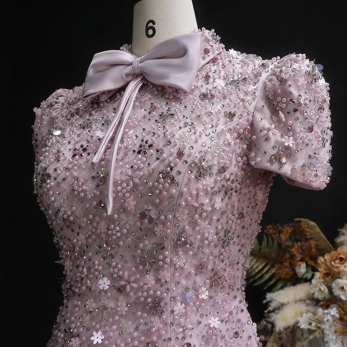 Luxury Pink Sequin Beaded Two-Piece Evening Dress SS547 