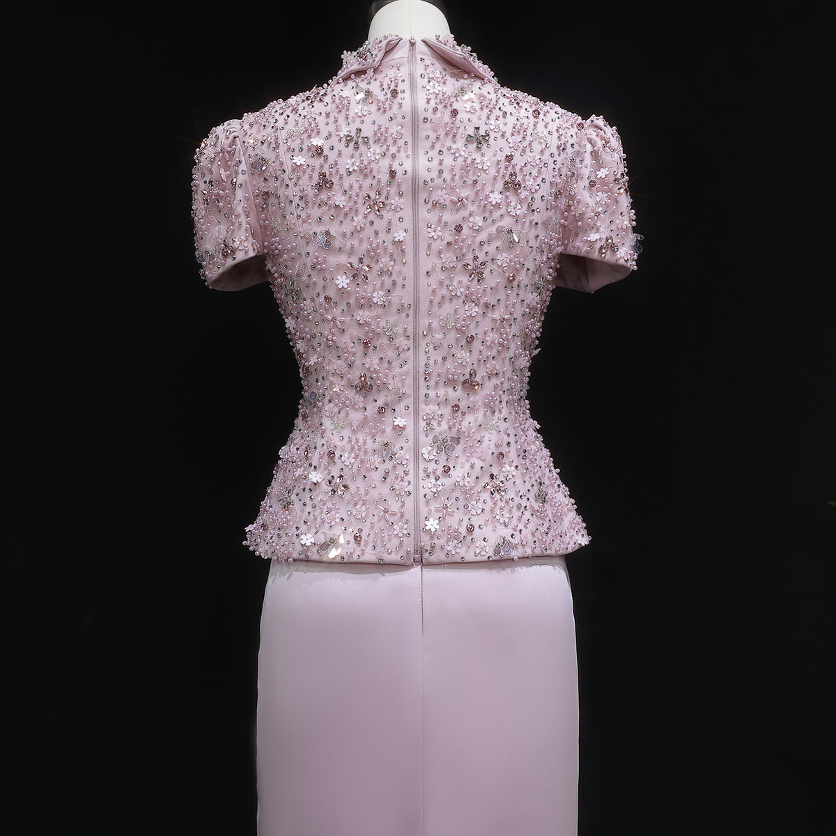 Luxury Pink Sequin Beaded Two-Piece Evening Dress SS547 