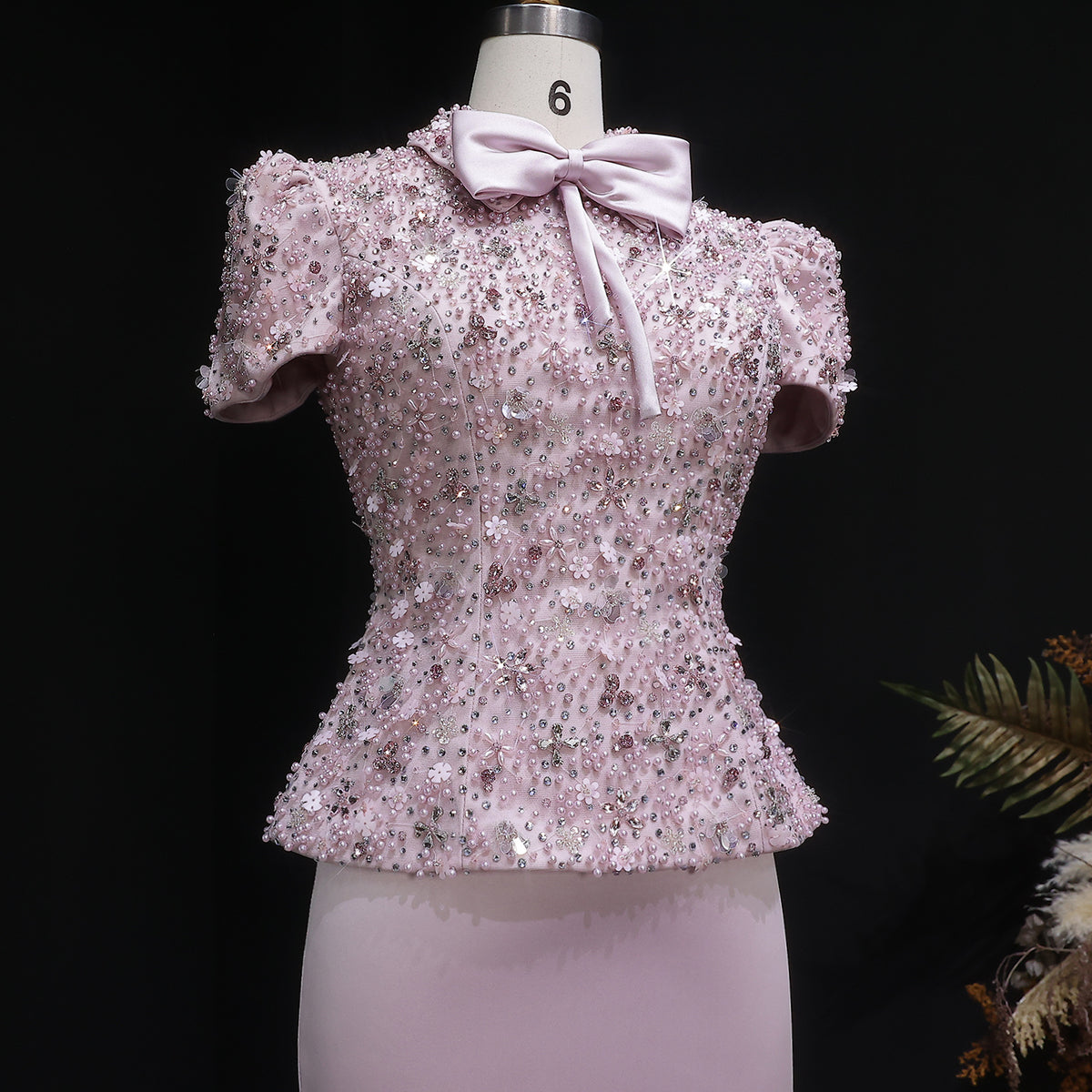 Luxury Pink Sequin Beaded Two-Piece Evening Dress SS547 