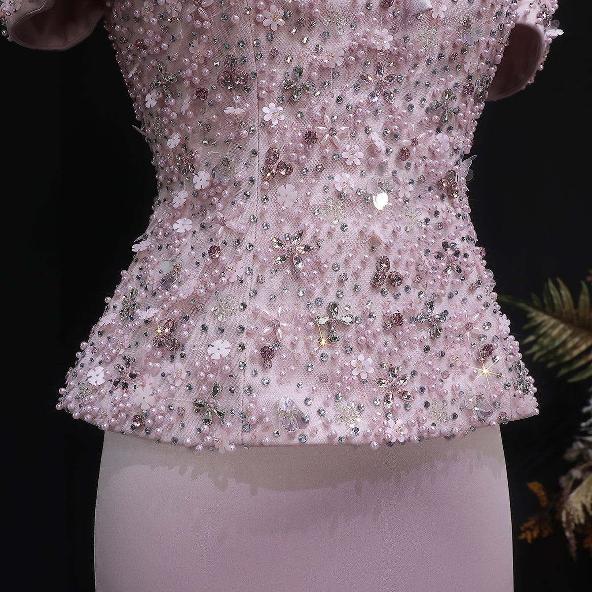 Luxury Pink Sequin Beaded Two-Piece Evening Dress SS547 