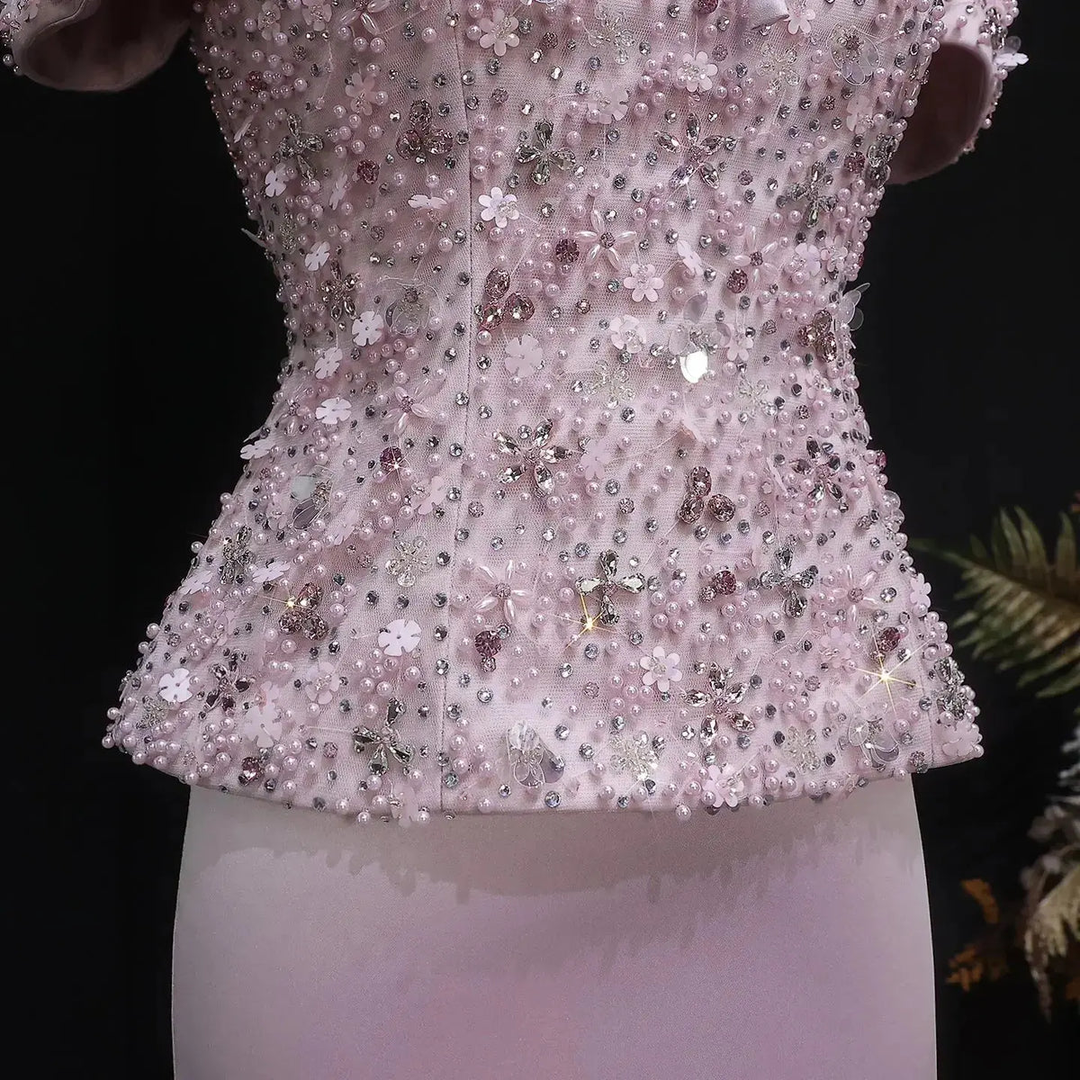 Luxury Pink Sequin Beaded Two-Piece Evening Dress SS547 
