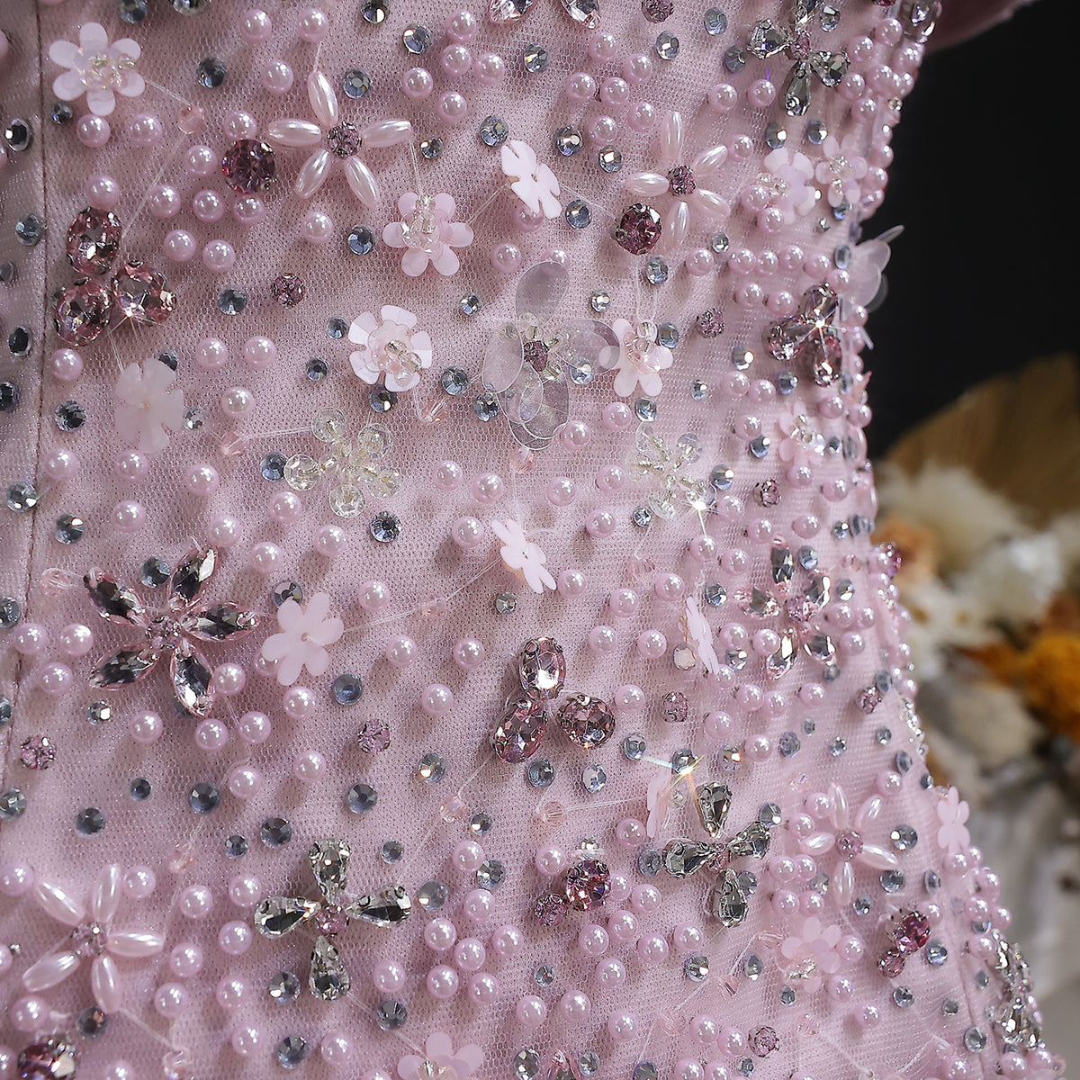 Luxury Pink Sequin Beaded Two-Piece Evening Dress SS547 