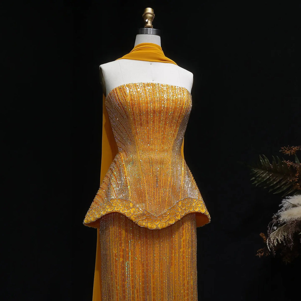 yellow strapless peplum dress Strapless Peplum Top in Yellow