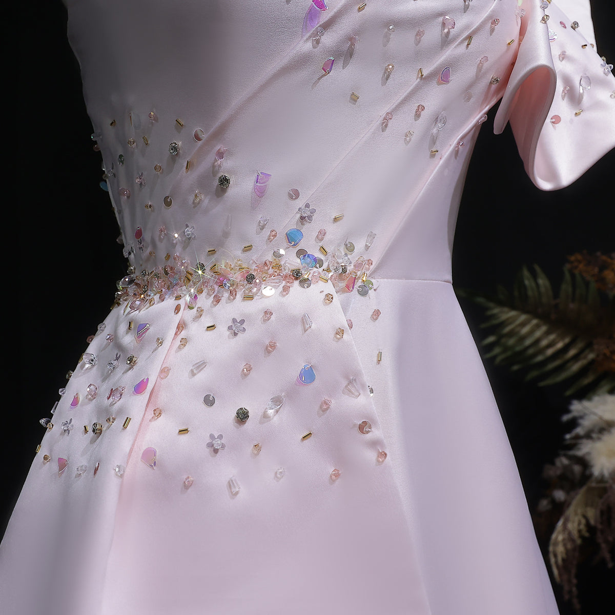 Elegant Gold One Shoulder Satin Evening Dress SS592 