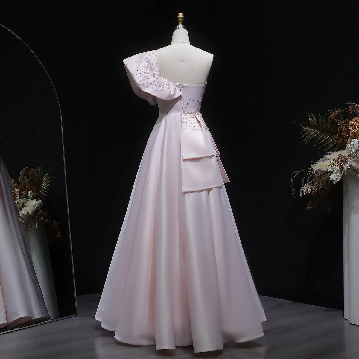 Final Sale Elegant Gold One Shoulder Satin Evening Dress SS592 Final Sale Elegant Gold One Shoulder Satin Evening Dress SS592