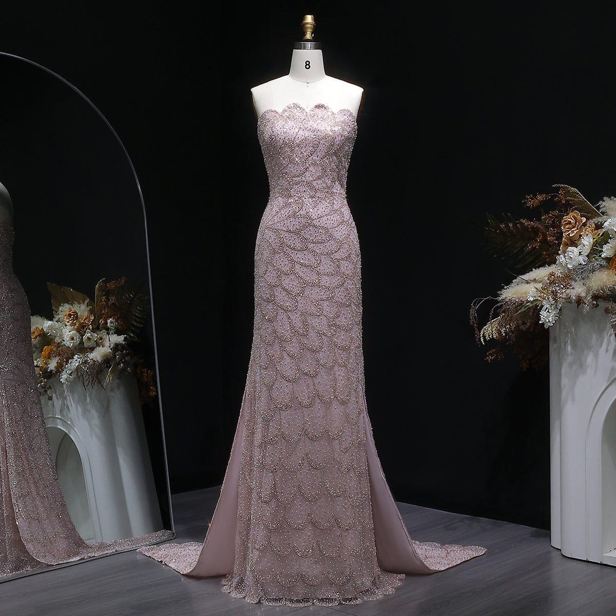 Elegant Emerald Green Strapless Evening Dress SS601 