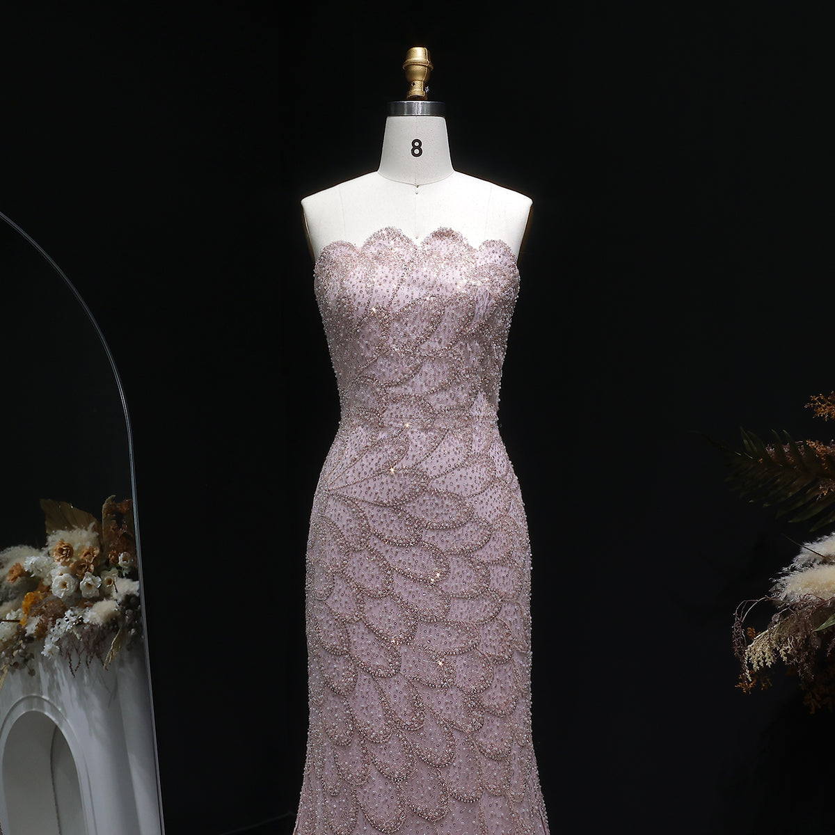 Elegant Emerald Green Strapless Evening Dress SS601 