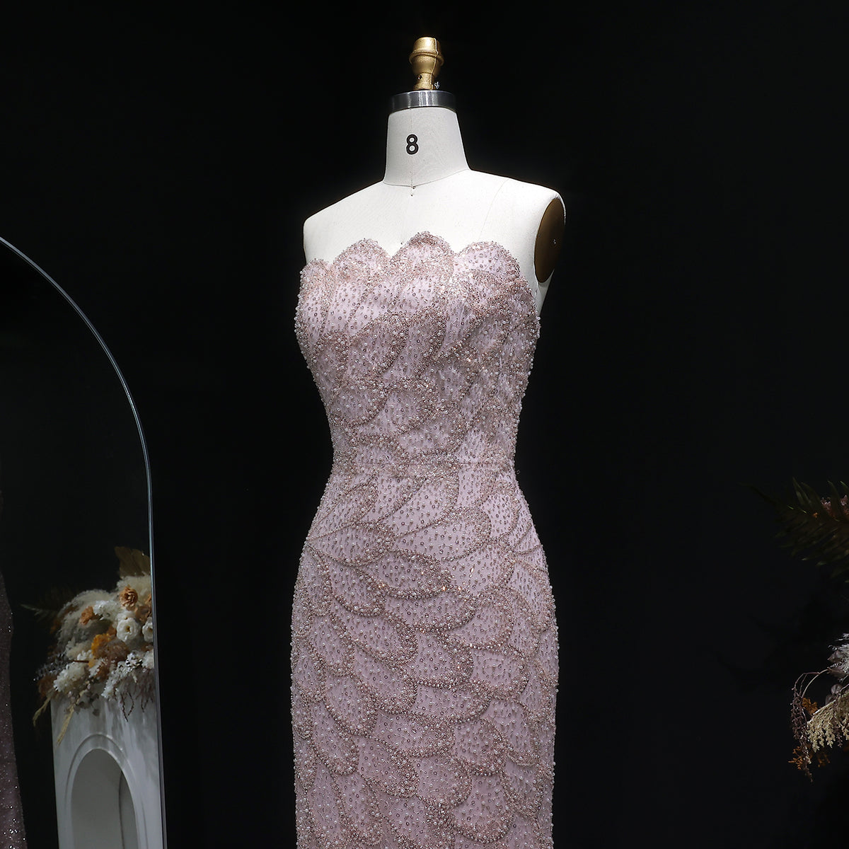 Elegant Emerald Green Strapless Evening Dress SS601 