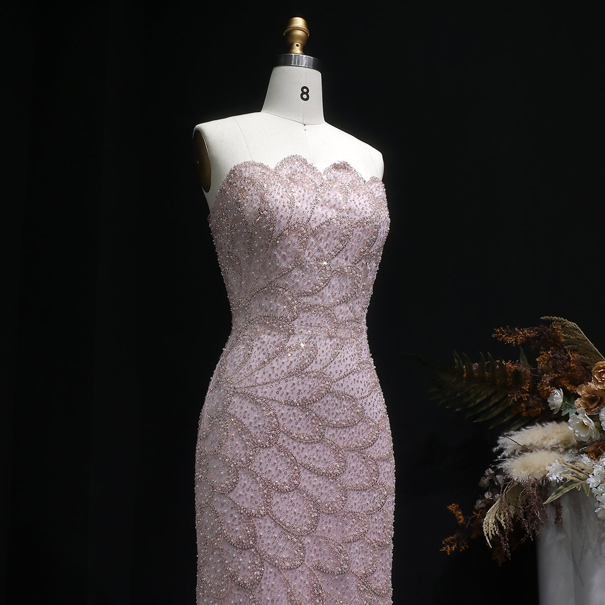 Elegant Emerald Green Strapless Evening Dress SS601 