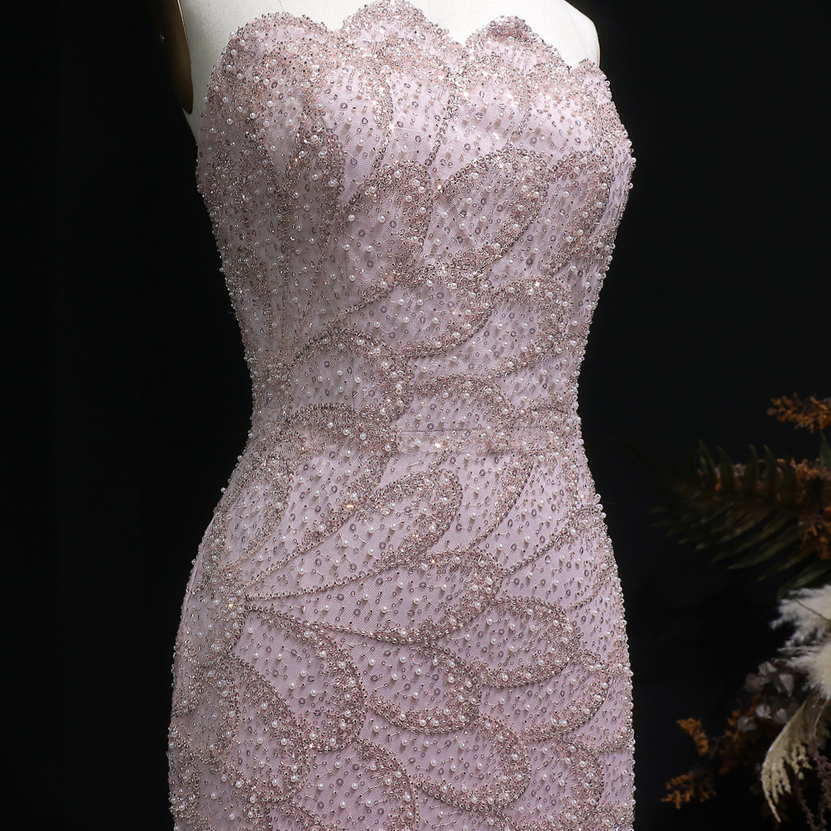 Elegant Emerald Green Strapless Evening Dress SS601 