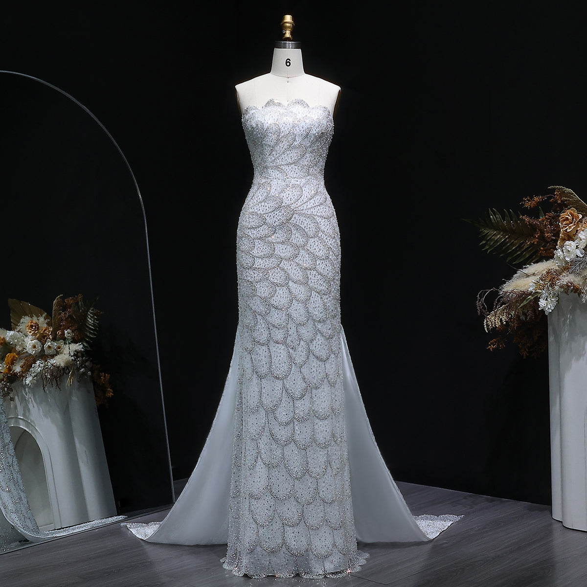 Elegant Emerald Green Strapless Evening Dress SS601 