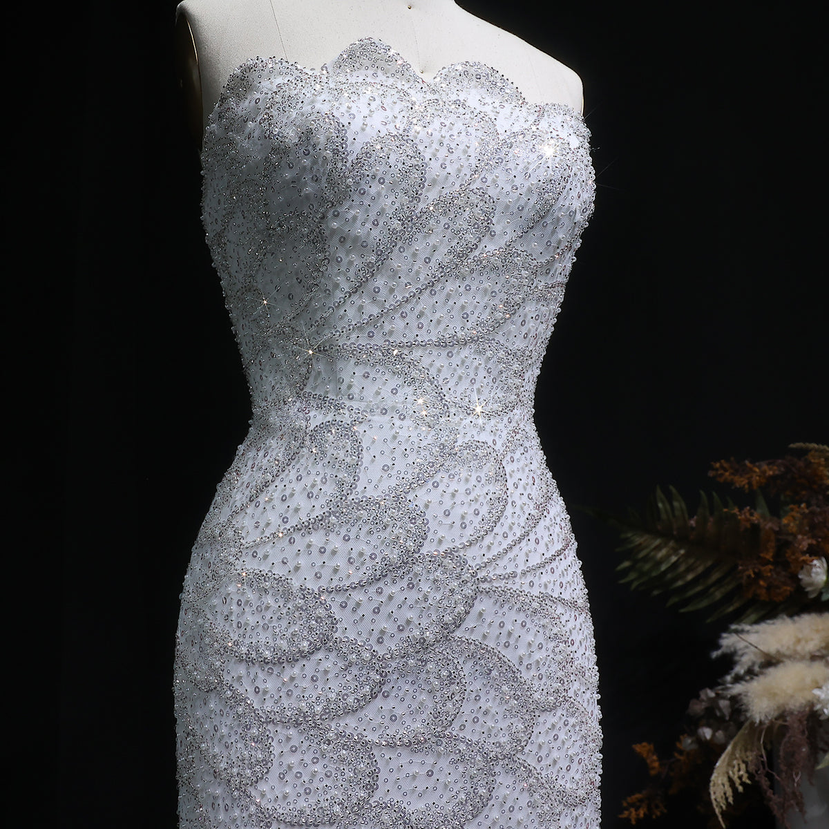 Elegant Emerald Green Strapless Evening Dress SS601 