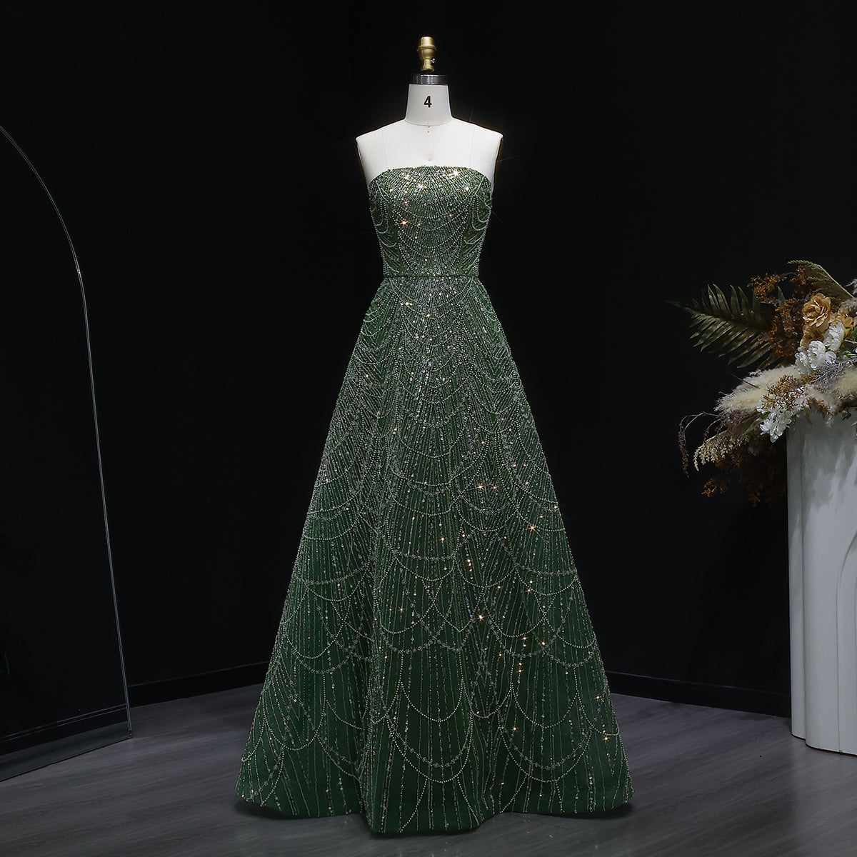 Sparkling Beaded Blue Strapless Evening Dress SS620 