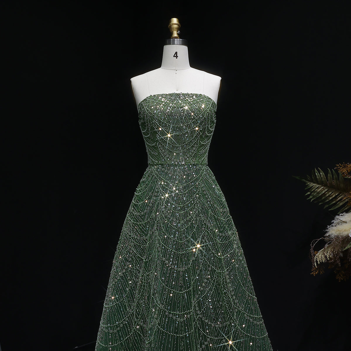 Sparkling Beaded Blue Strapless Evening Dress SS620 