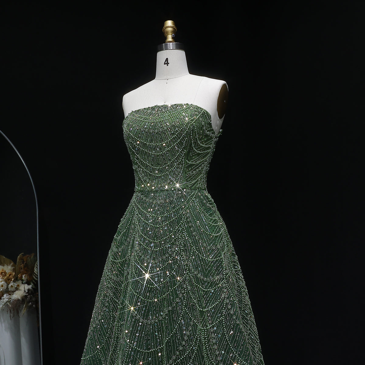 Sparkling Beaded Blue Strapless Evening Dress SS620 