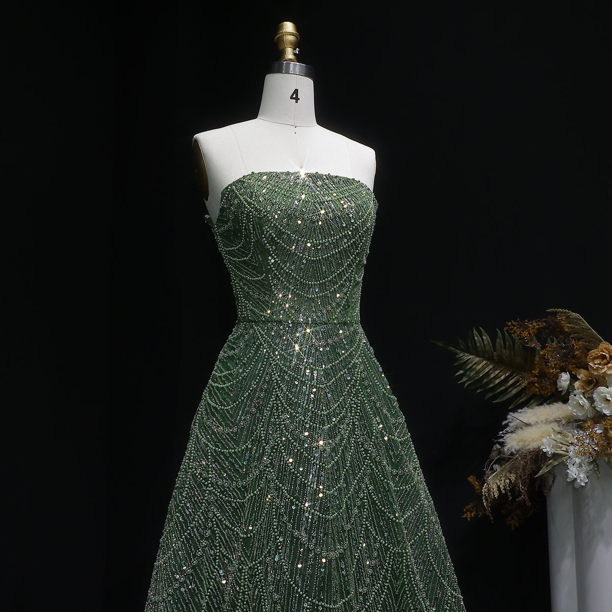 Sparkling Beaded Blue Strapless Evening Dress SS620 