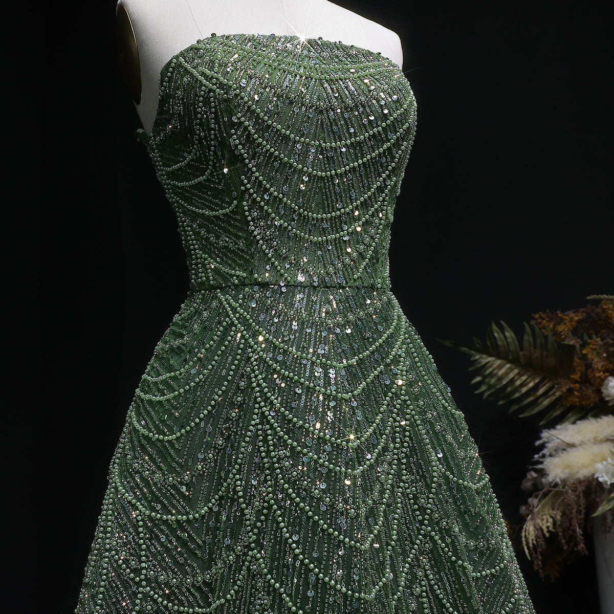 Sparkling Beaded Blue Strapless Evening Dress SS620 