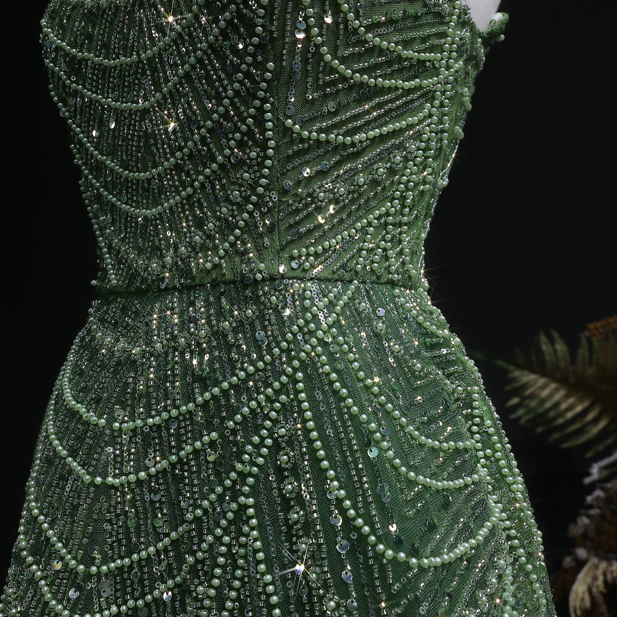 Sparkling Beaded Blue Strapless Evening Dress SS620 