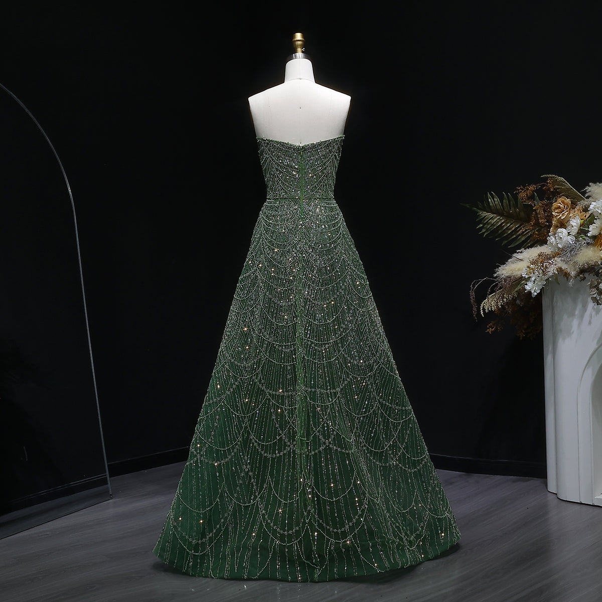 Sparkling Beaded Blue Strapless Evening Dress SS620 