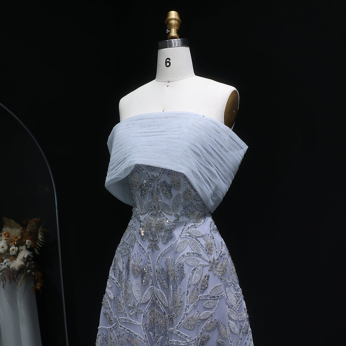 Luxury Orange Sequin Beaded Embroidered Evening Dress SS542 