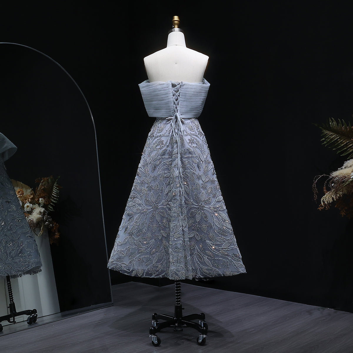 Luxury Orange Sequin Beaded Embroidered Evening Dress SS542 