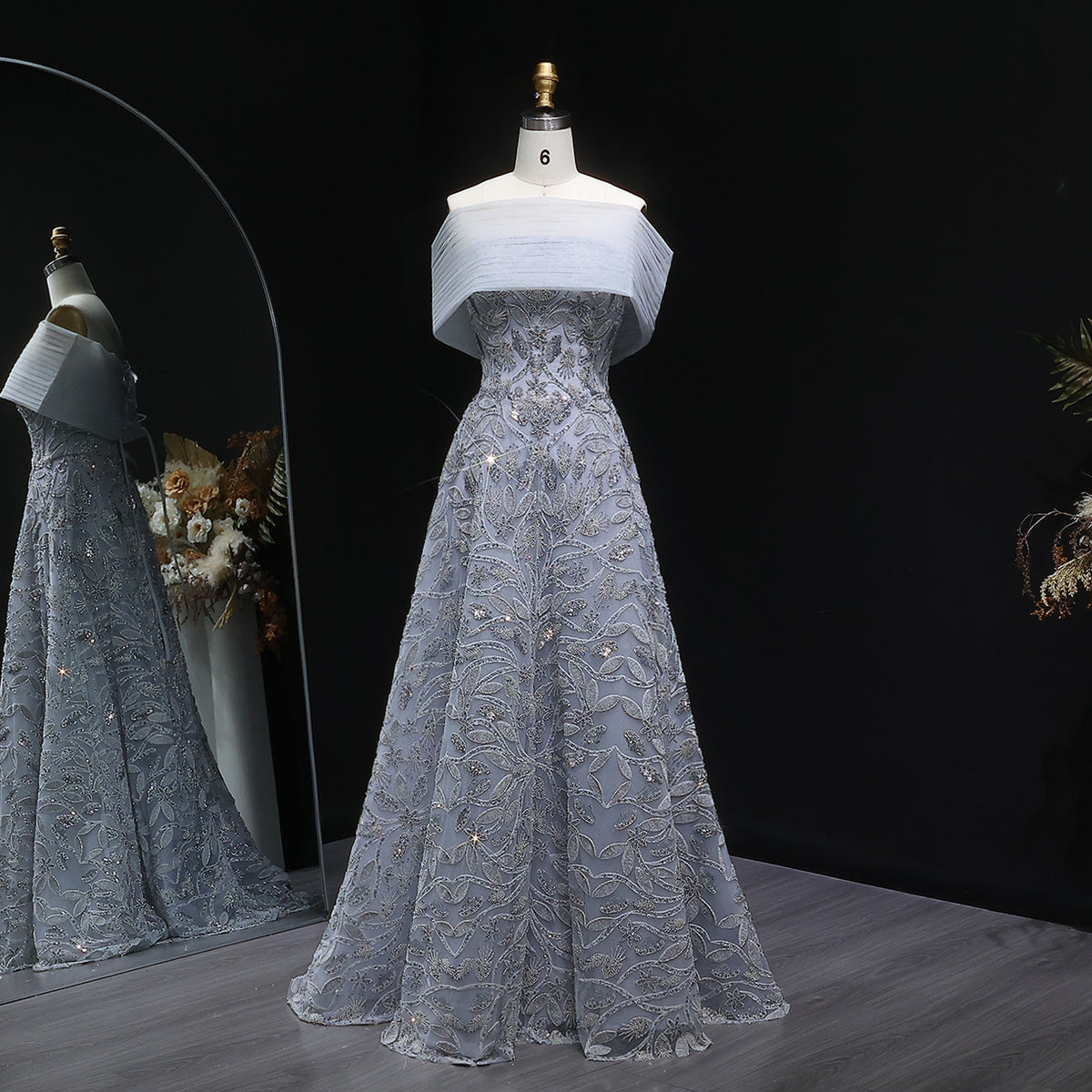 Luxury Orange Sequin Beaded Embroidered Evening Dress SS542 