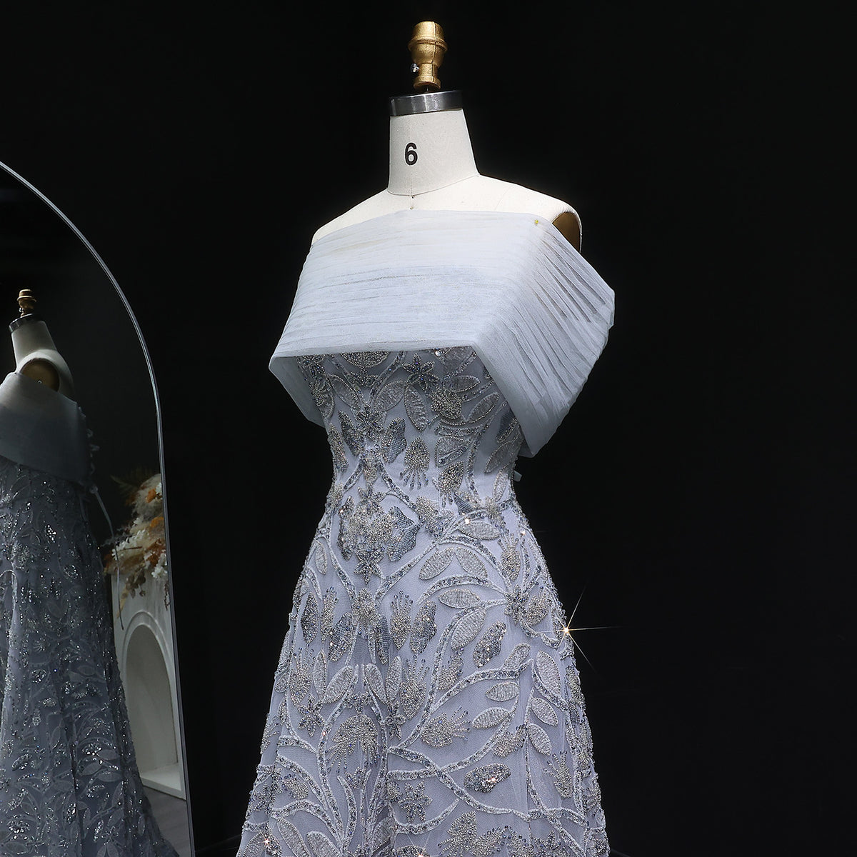 Luxury Orange Sequin Beaded Embroidered Evening Dress SS542 