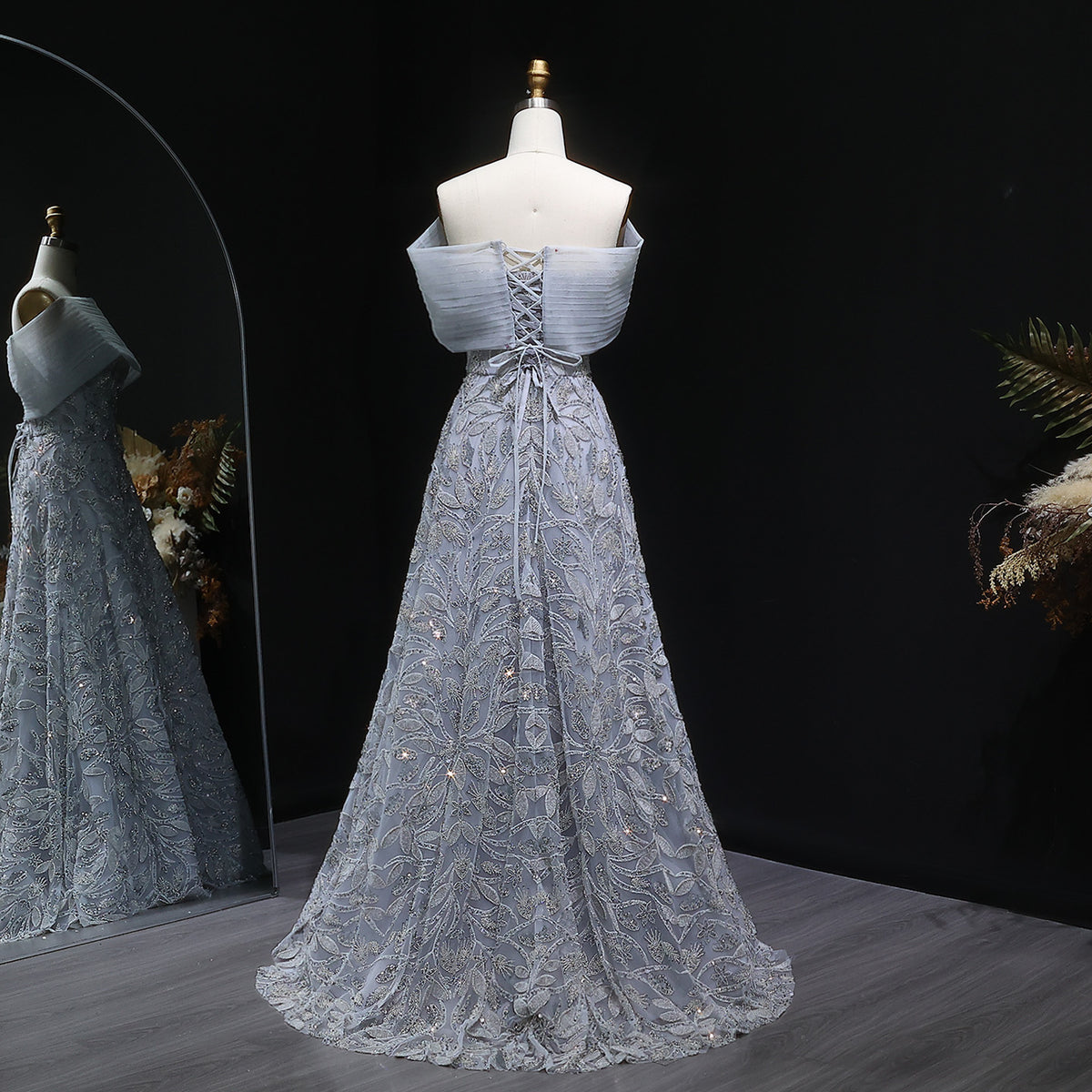 Luxury Orange Sequin Beaded Embroidered Evening Dress SS542 