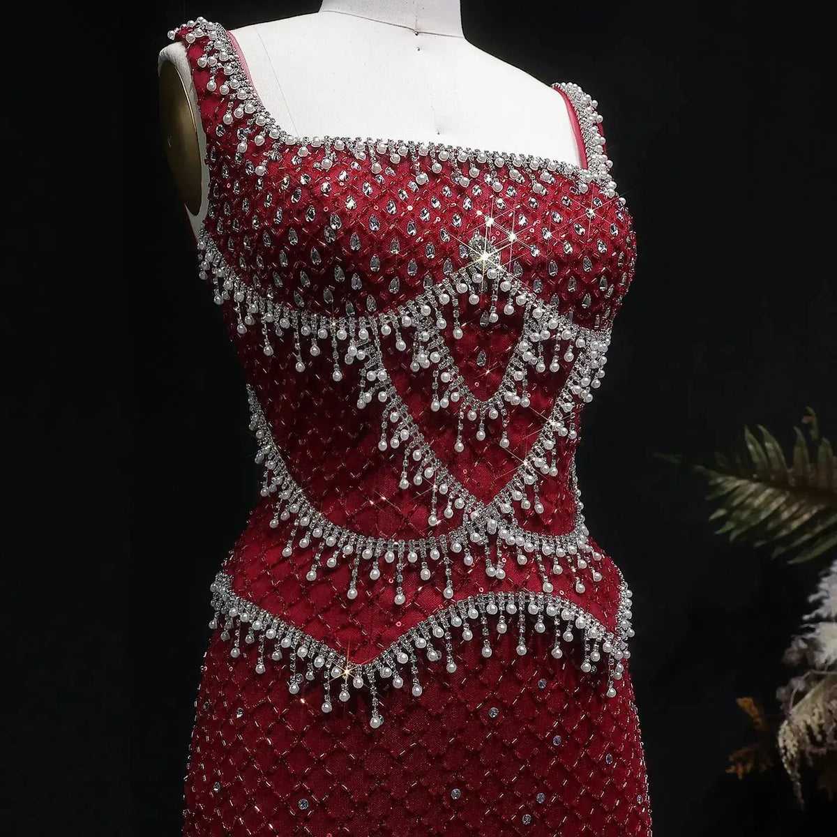Luxury Gray Beaded Crystal Long Straight Evening Dress SS631 