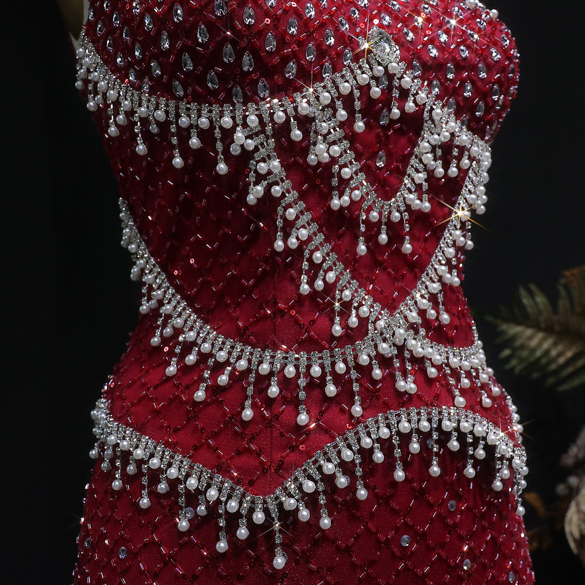 Luxury Gray Beaded Crystal Long Straight Evening Dress SS631 