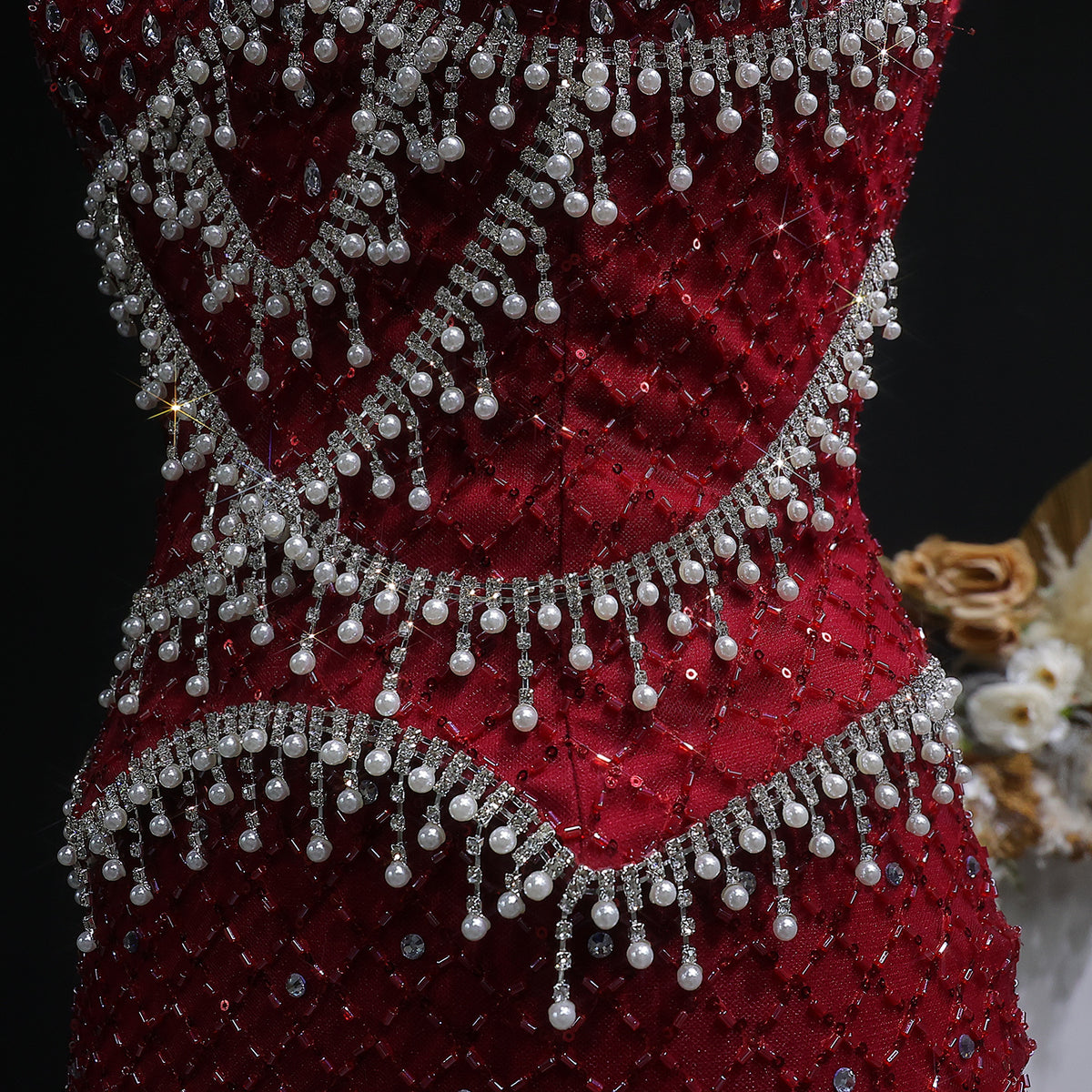 Luxury Gray Beaded Crystal Long Straight Evening Dress SS631 