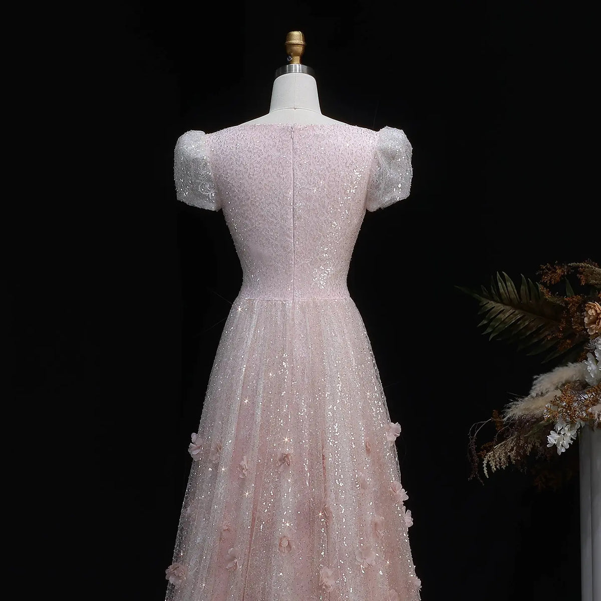 Luxury Pink Gradient Sequin Mermaid Train Evening Dress SS643 